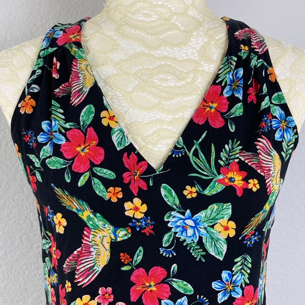 Old Navy Sleeveless Cutout Back Shift Dress Black Floral XS Rayon Viscose - Picture 3 of 11